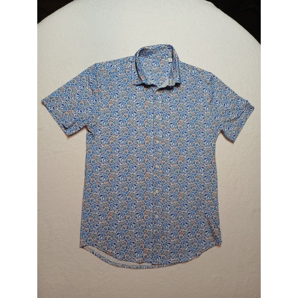 Robert Graham Del Sol Performance Shirt Men's Small S S/S Paisley Blue Orange